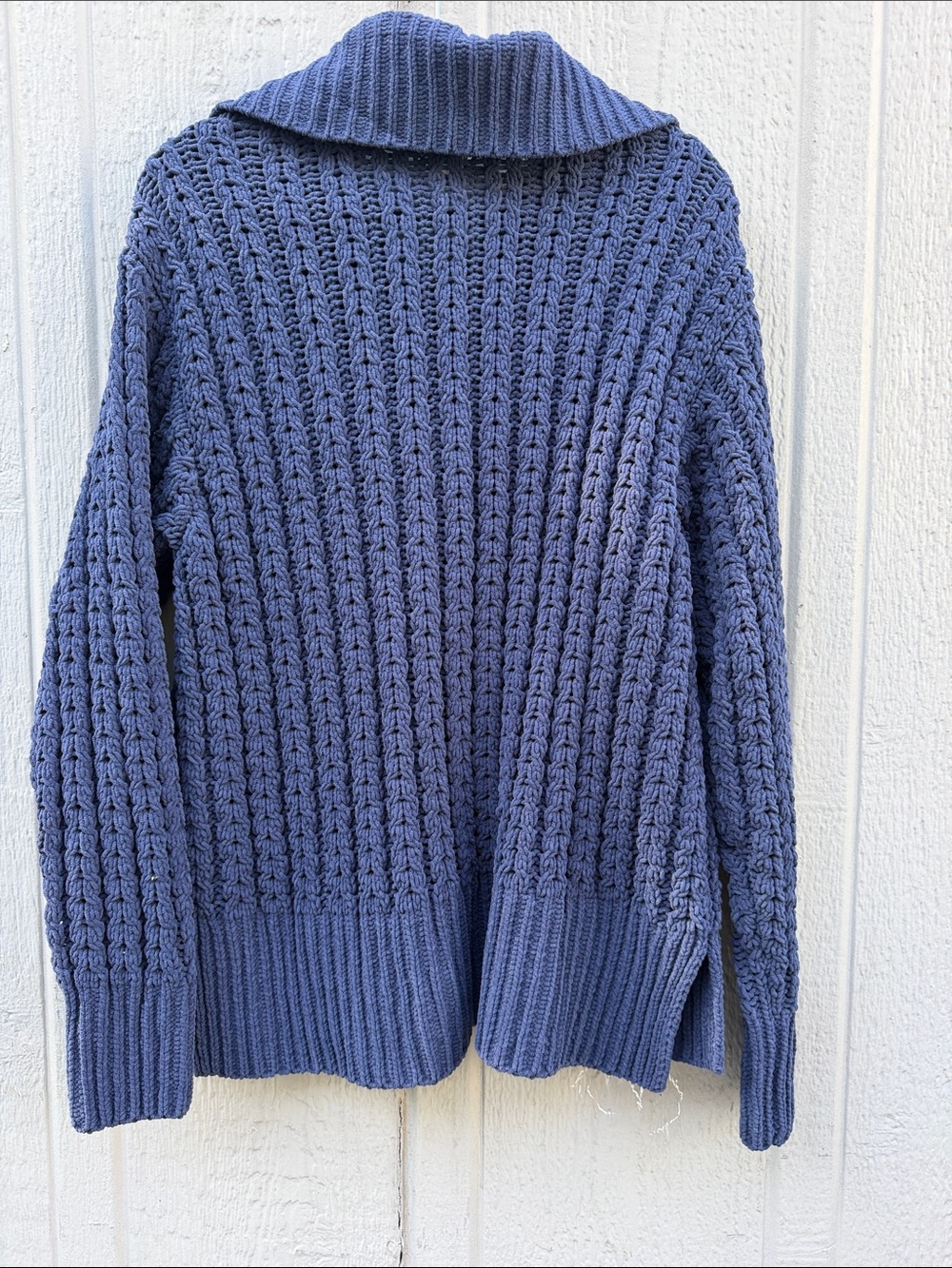 Aerie Navy Half-Zip Cable Knit Chunky Sweater Size: M - Picture 6 of 9